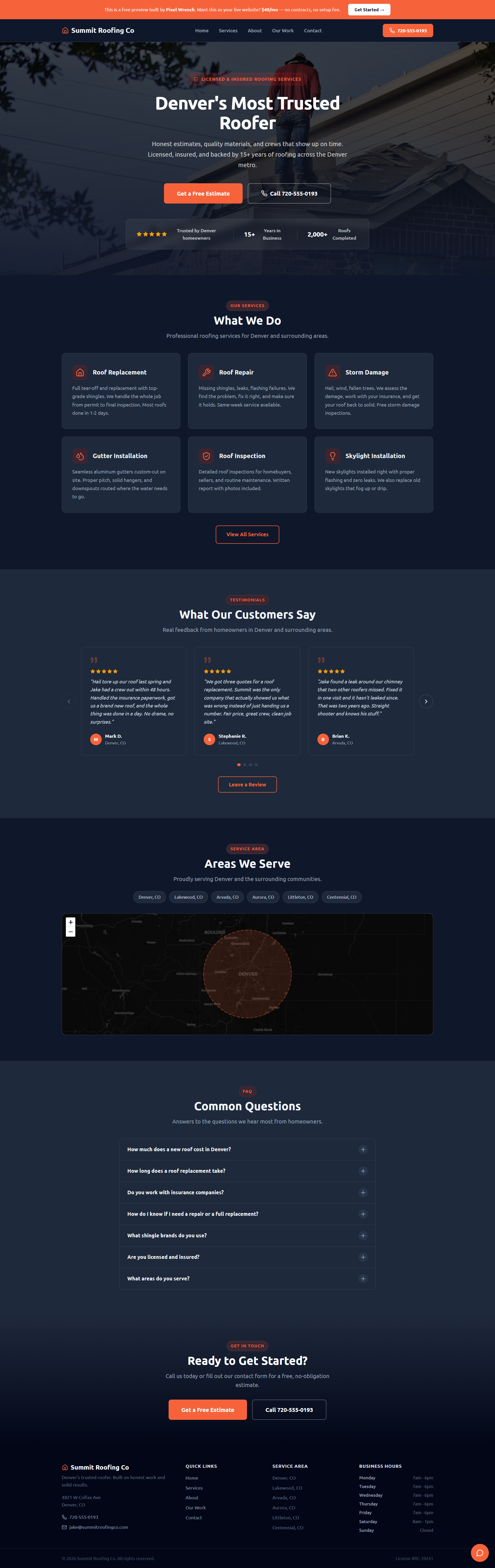 Roofing website demo