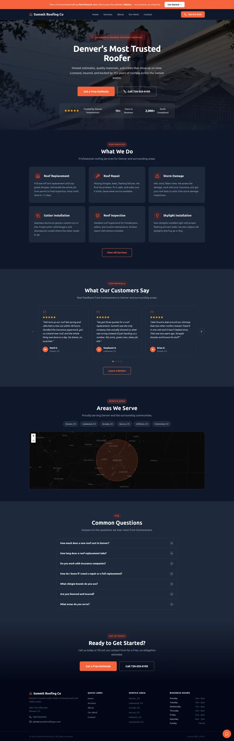 Roofing website demo
